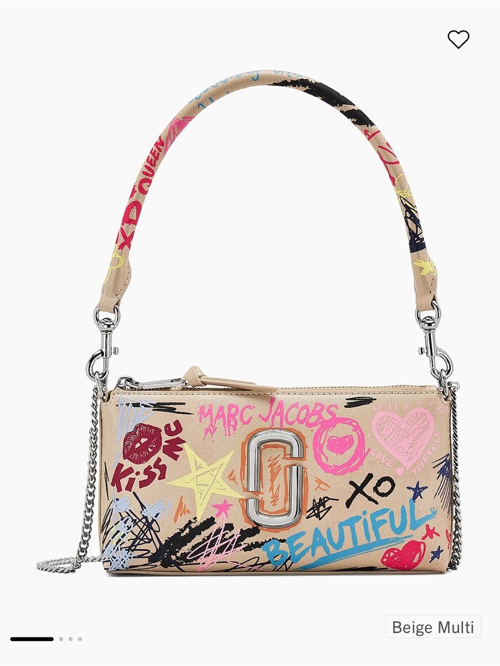 NWT💋Marc Jacobs The Punk Scribble Snapshot Convertible Shoulder Bag Chain Tattoo - Picture 6 of 8